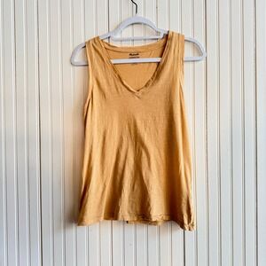Madewell Mustard Yellow V Neck Sleeveless Tank Top Size S Casual Lightweight‎